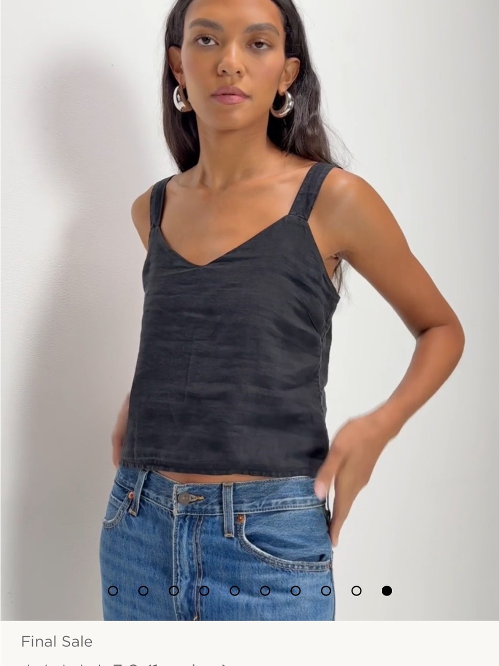 Nation Black Annie V-Neck Linen-Blend Cami